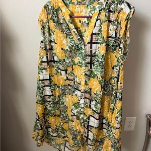 Floral Sleeveless Button-Up Dress